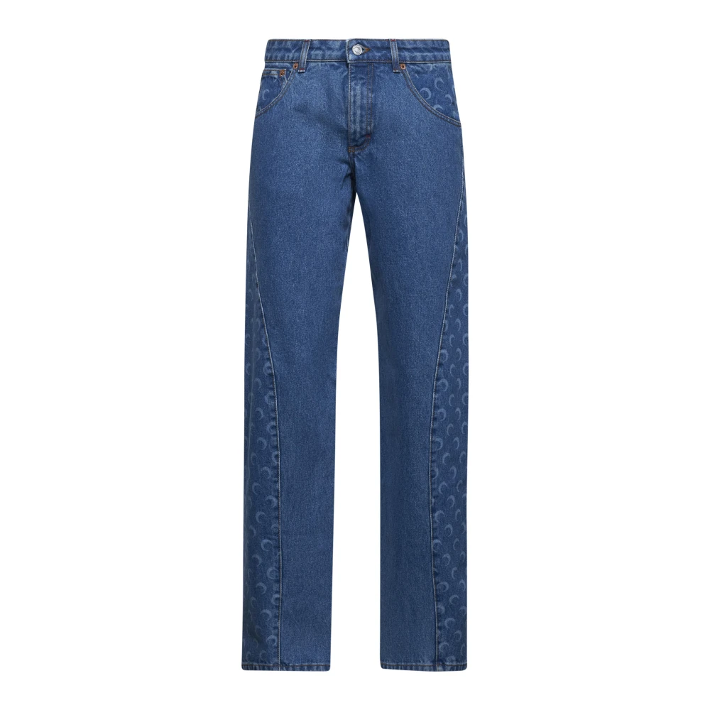 Marine Serre Blauwe Maan Motief Relaxed Fit Jeans Blue Dames