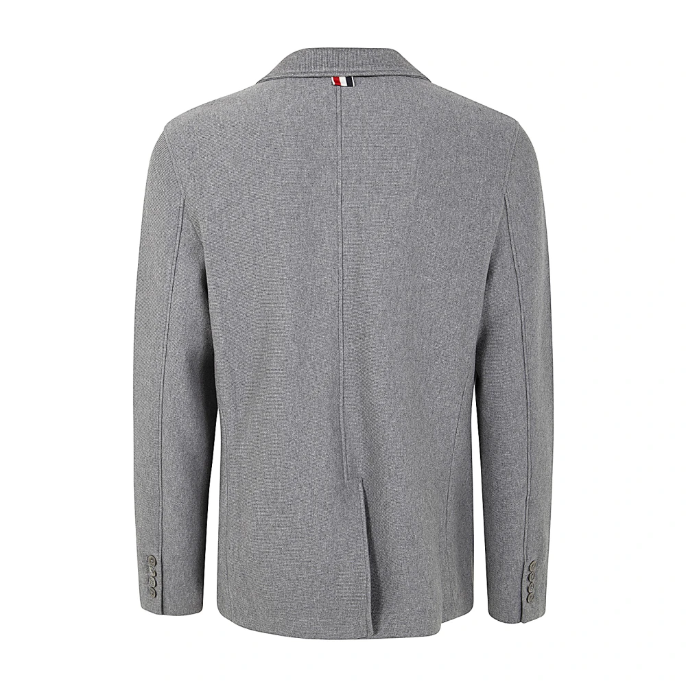 Thom Browne Dubbelzijdige Gebreide Jas Rood Wit Blauw Streep Gray Heren