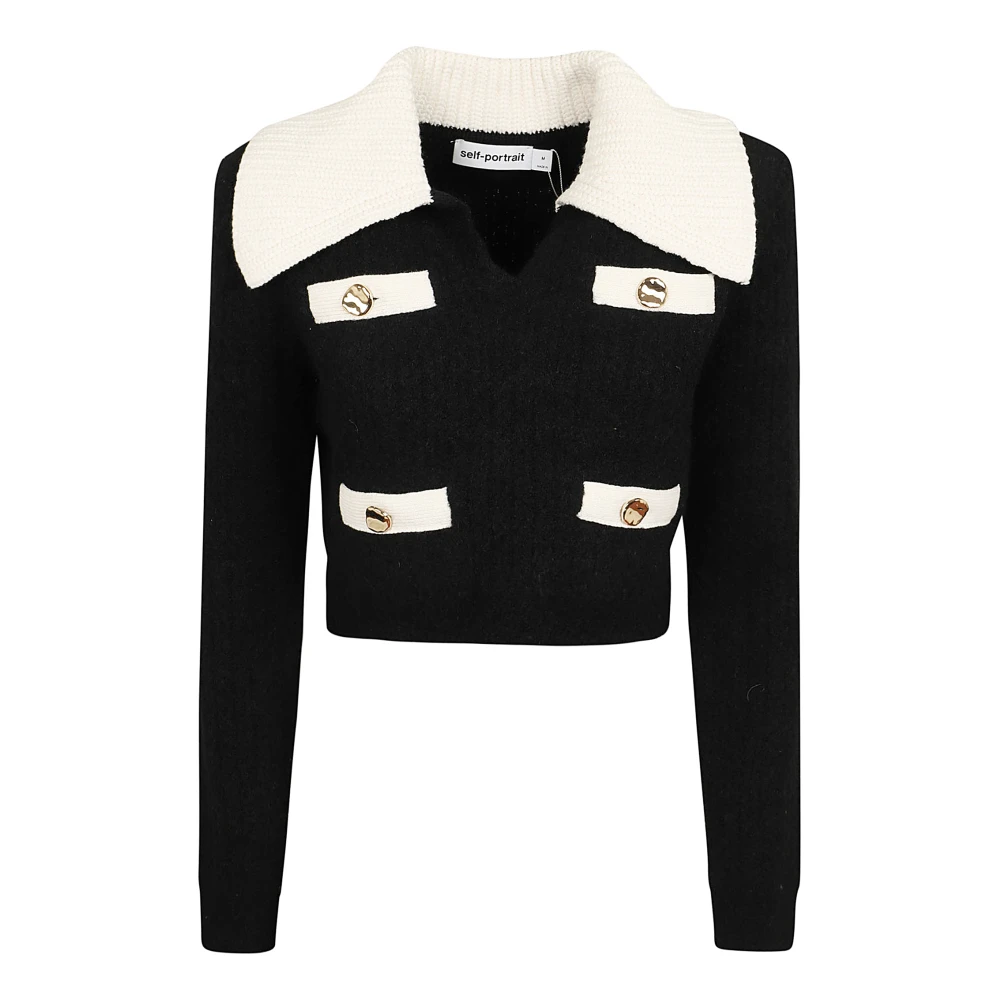 Self Portrait Zwarte Trui voor Vrouwen Aw24 Black Dames