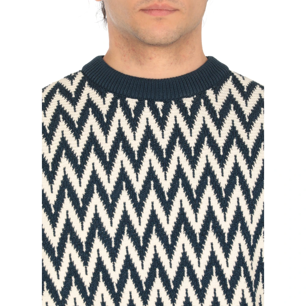 Lanvin Blauwe Katoenen Crew Neck Sweater Blue Heren