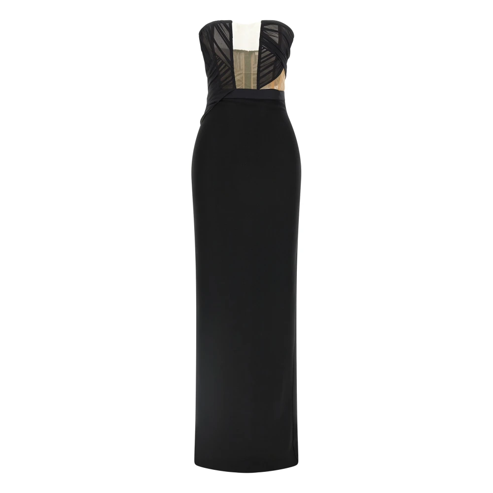Nensi Dojaka Black Gowns, Female, 2XS, Corsetted Draped Maxi Dress