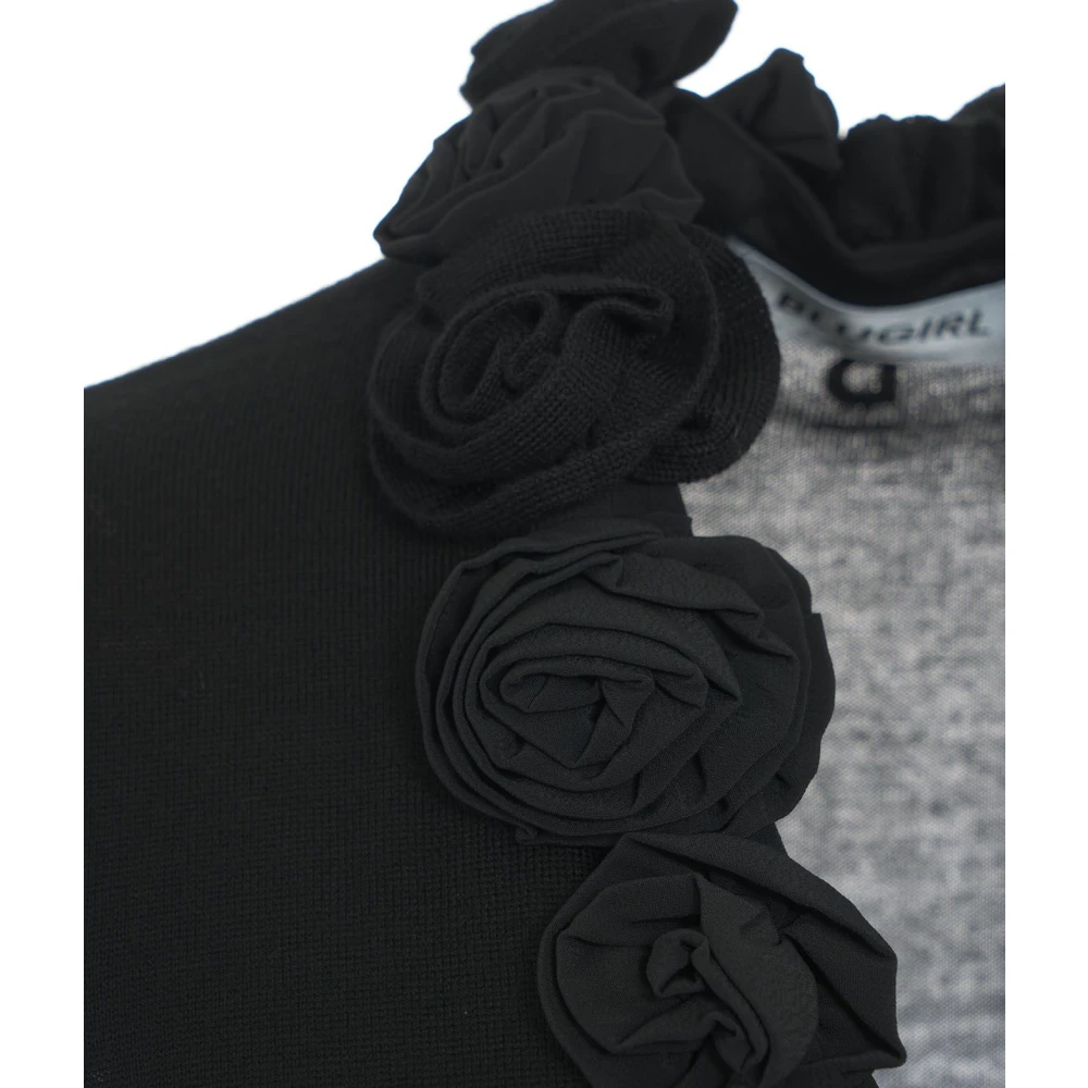 Blugirl Zwarte Gebreide Vest met Rozenapplicaties Black Dames