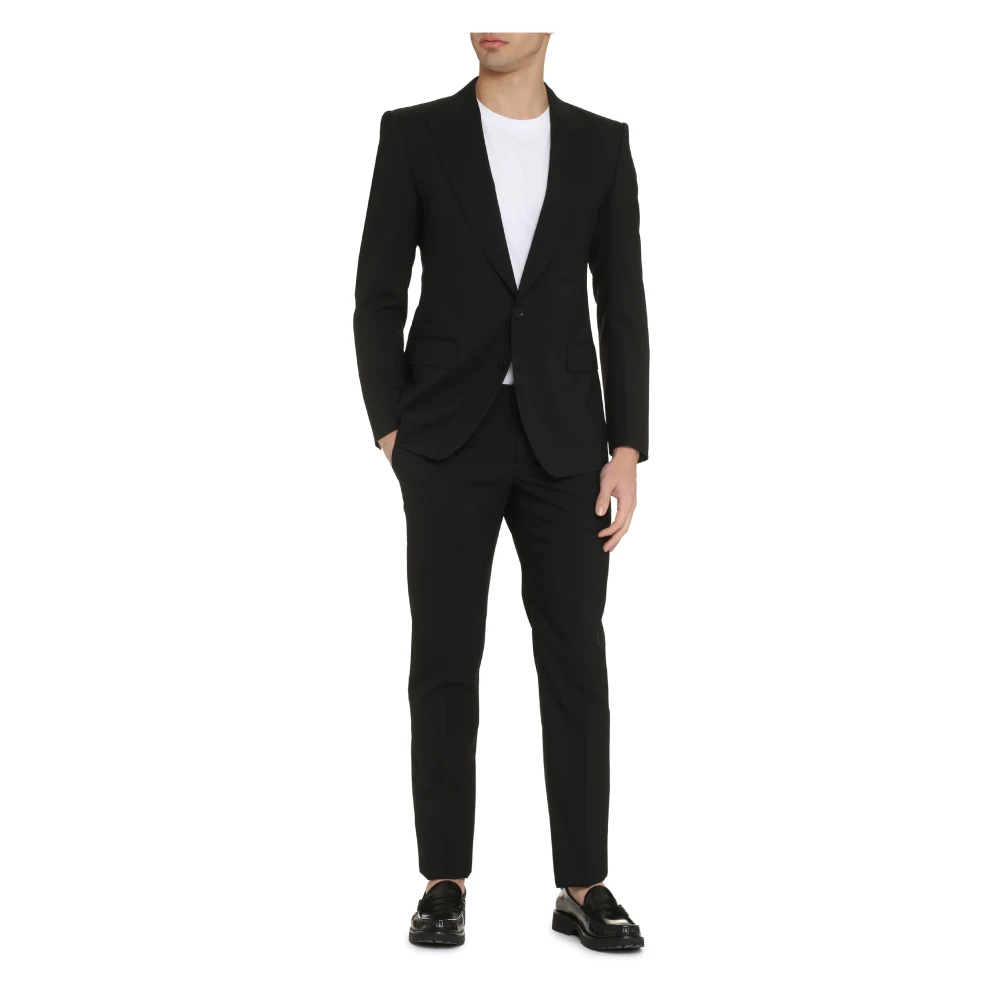 Dolce & Gabbana Sicilia Wollen Pak met Reverskraag Black Heren
