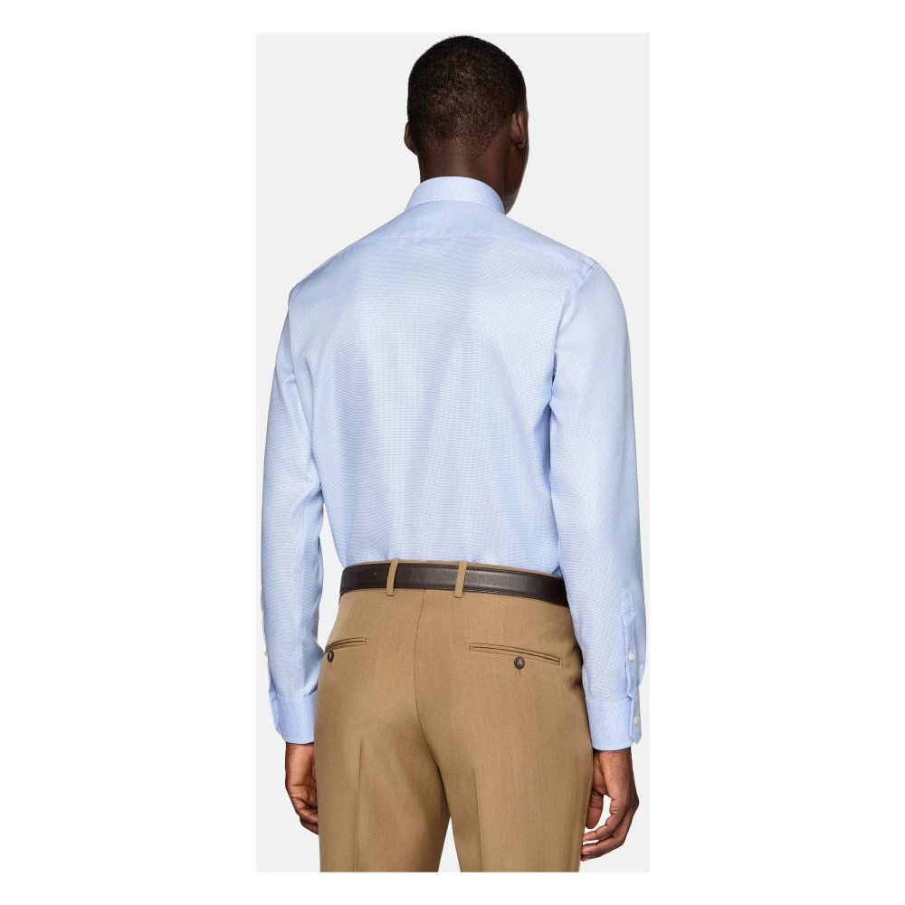 Boggi Milano Slim Fit Houndstooth Katoenen Dobby Overhemd Blue Heren