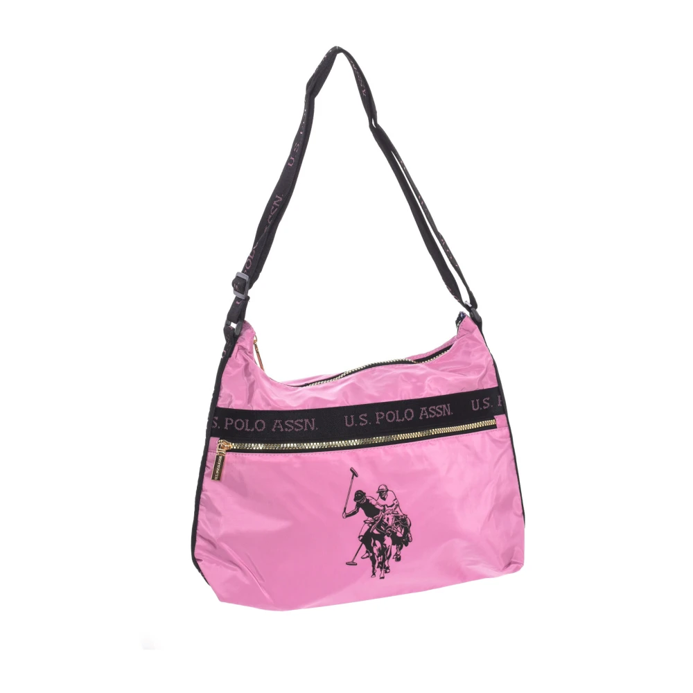 U.s. Polo Assn. Women's Pink Shoulder Bags, One Size, Synthetic Hobo Bag With Zipper Closure