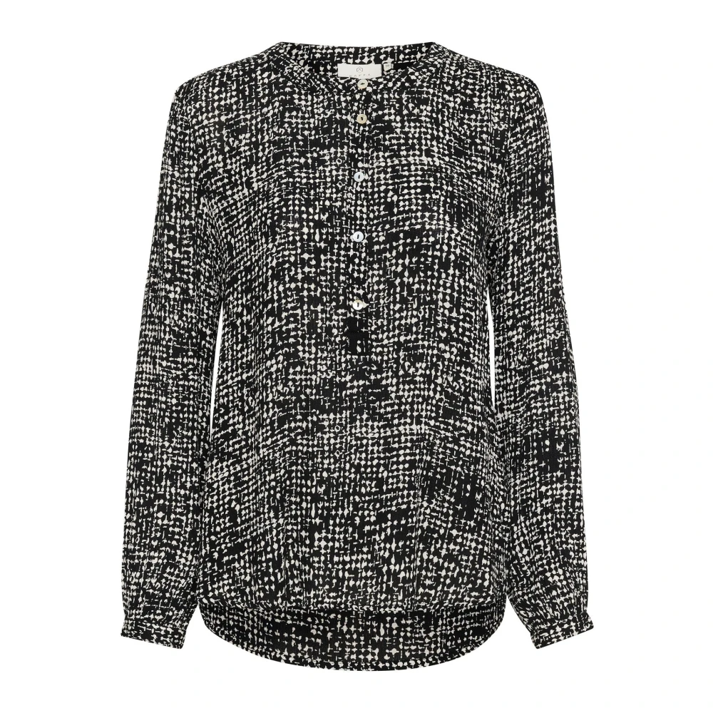 Kaffe Women's Black Graphic Dot Blouse With Kinacollar - Blouses - M - Blouses & Shirts