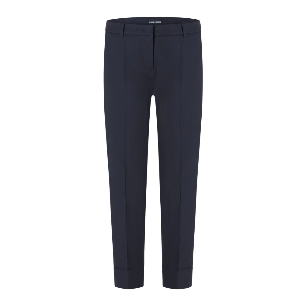 Cambio Women's Blue Cropped Trousers With Pressed Creases