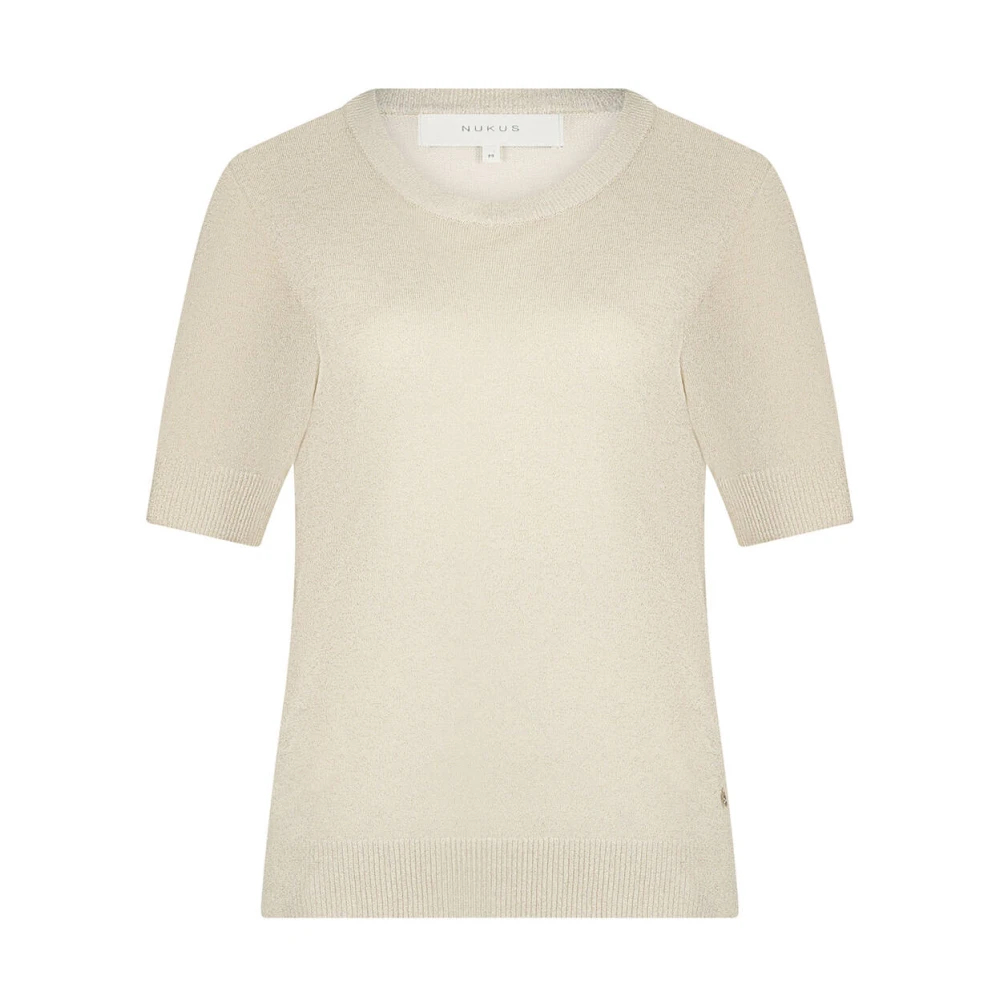 Nukus Stella Top Korte Mouw Lurex Beige Dames