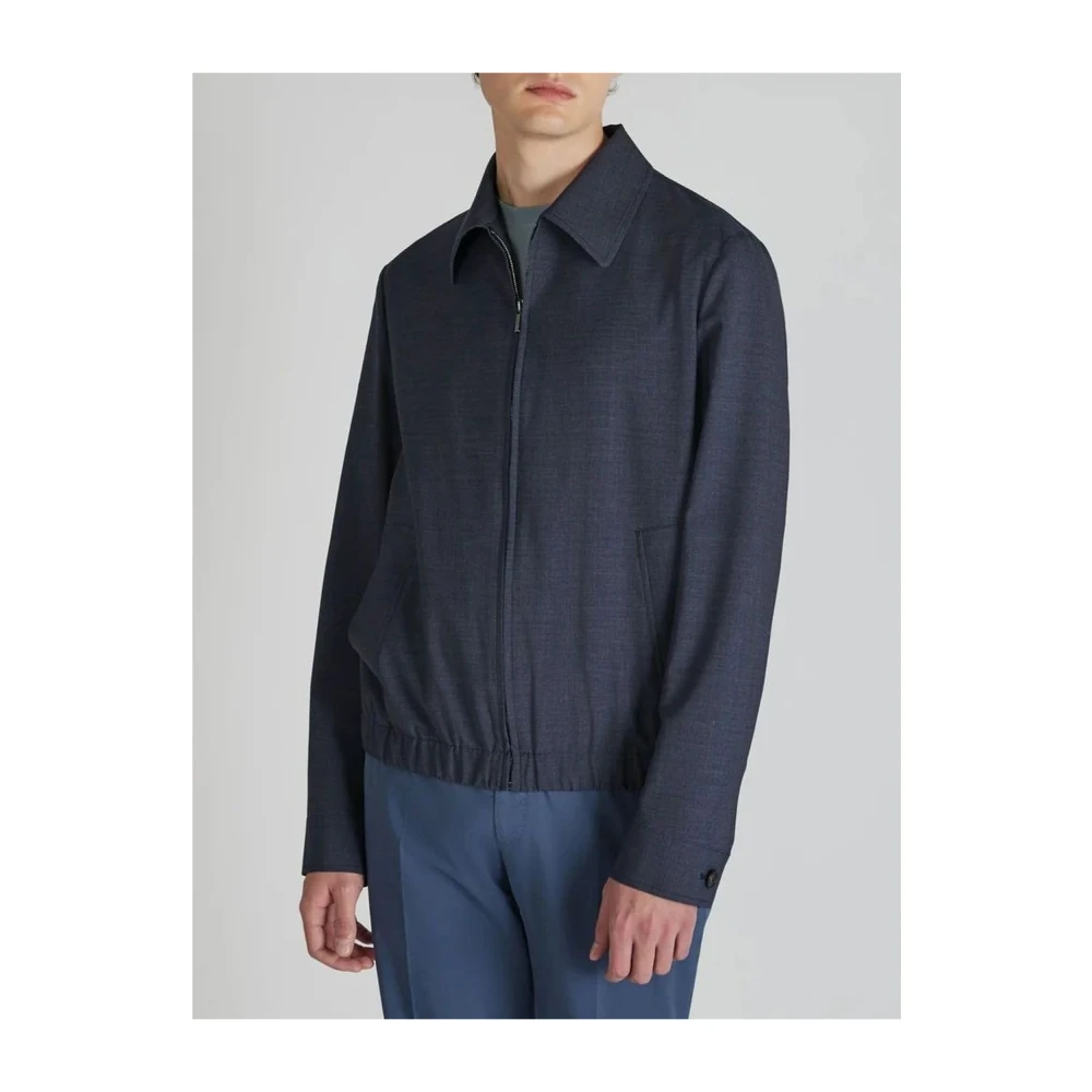 Incotex Stretch wollen bomberjack Blue Heren