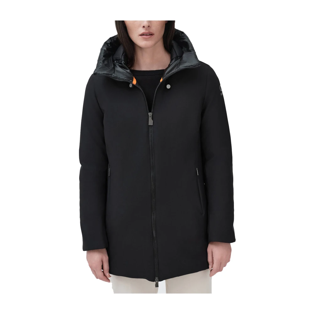 Suns Zwarte Gewatteerde Hoodie Ortensia Black Dames