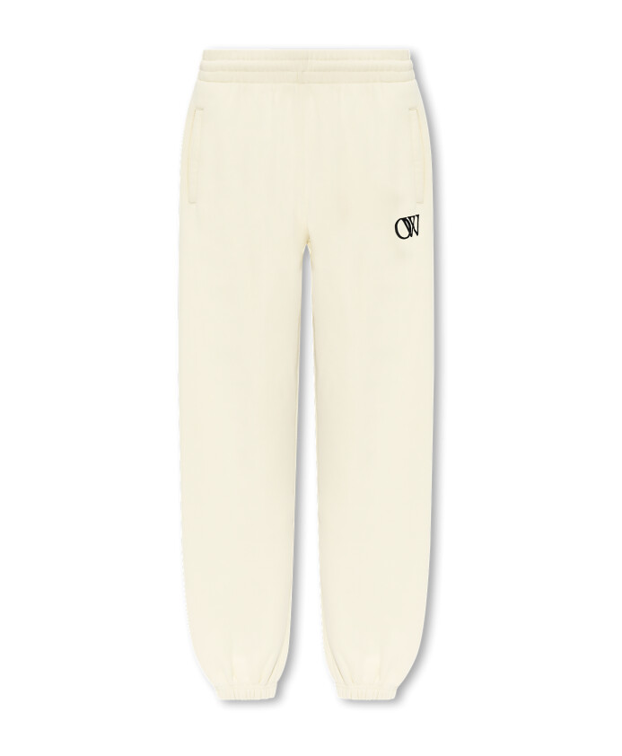pantalon-de-jogging-creme-a-logo