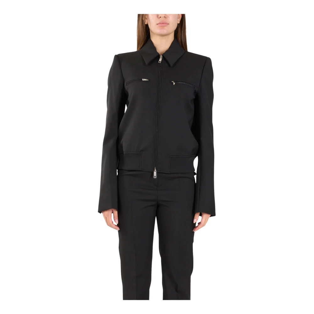 SPORTMAX Stretchwollen Bomberjack Plava Black Dames