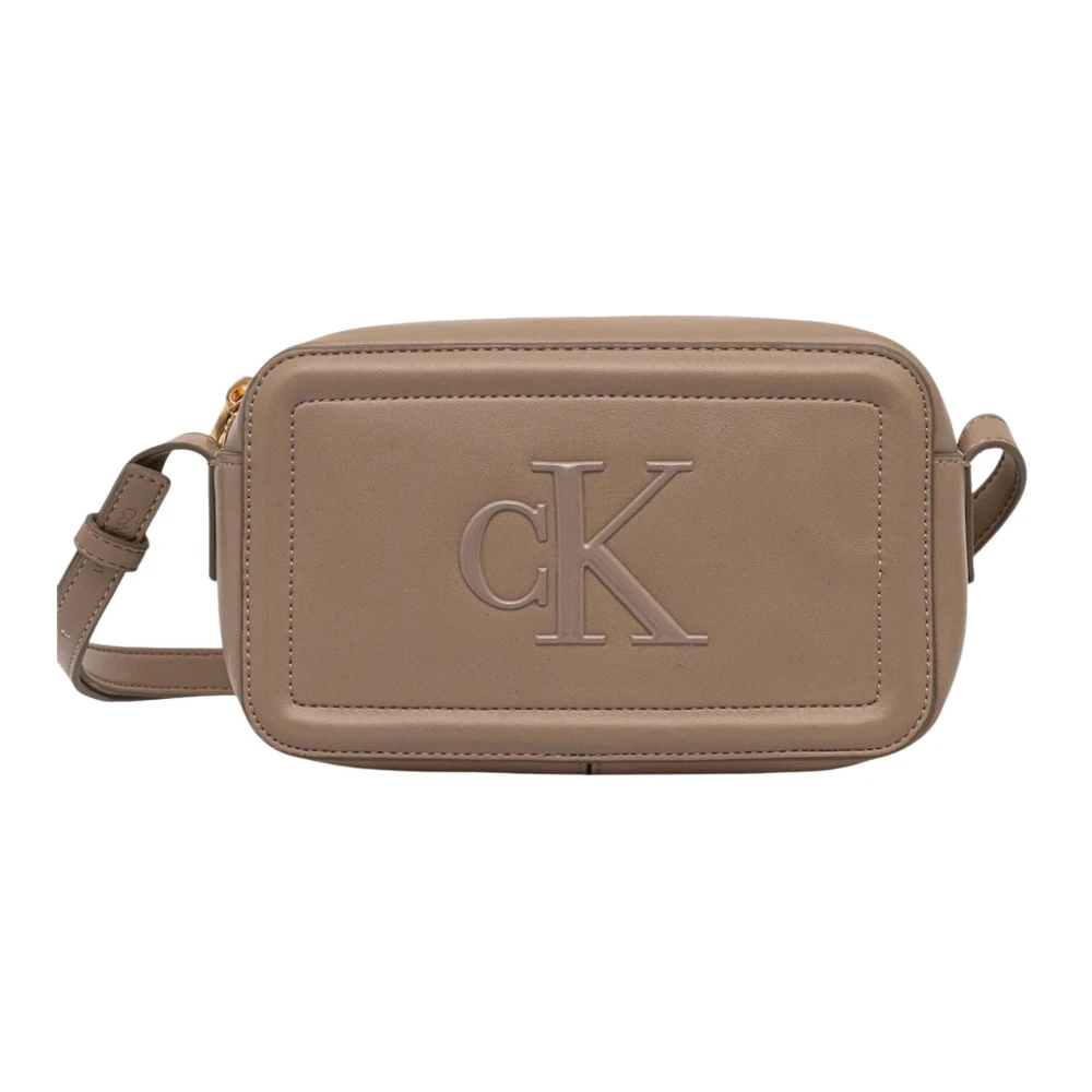 Calvin Klein Women's Beige Cross Body Bags, One Size, Signature Monogram Crossbody Camera Bag