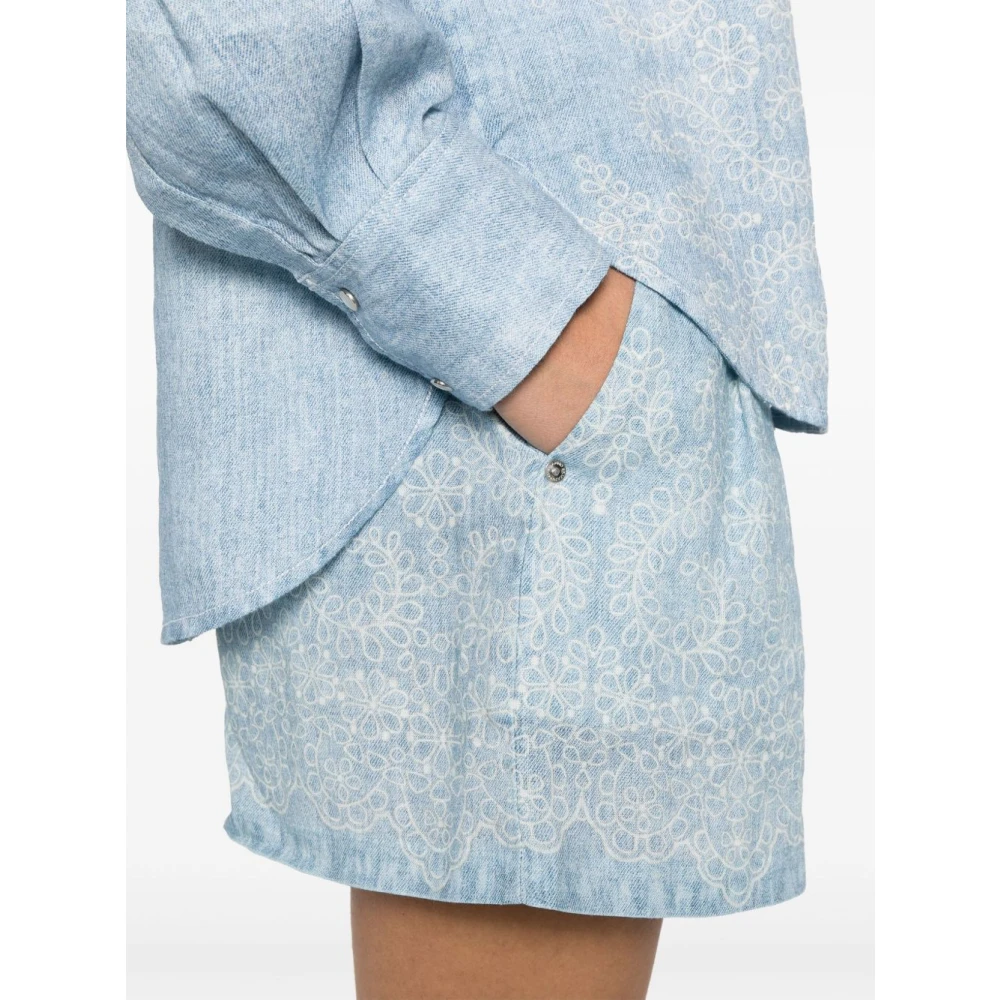 Ermanno Scervino Heldere Blauwe Geplooide Shorts Blue Dames