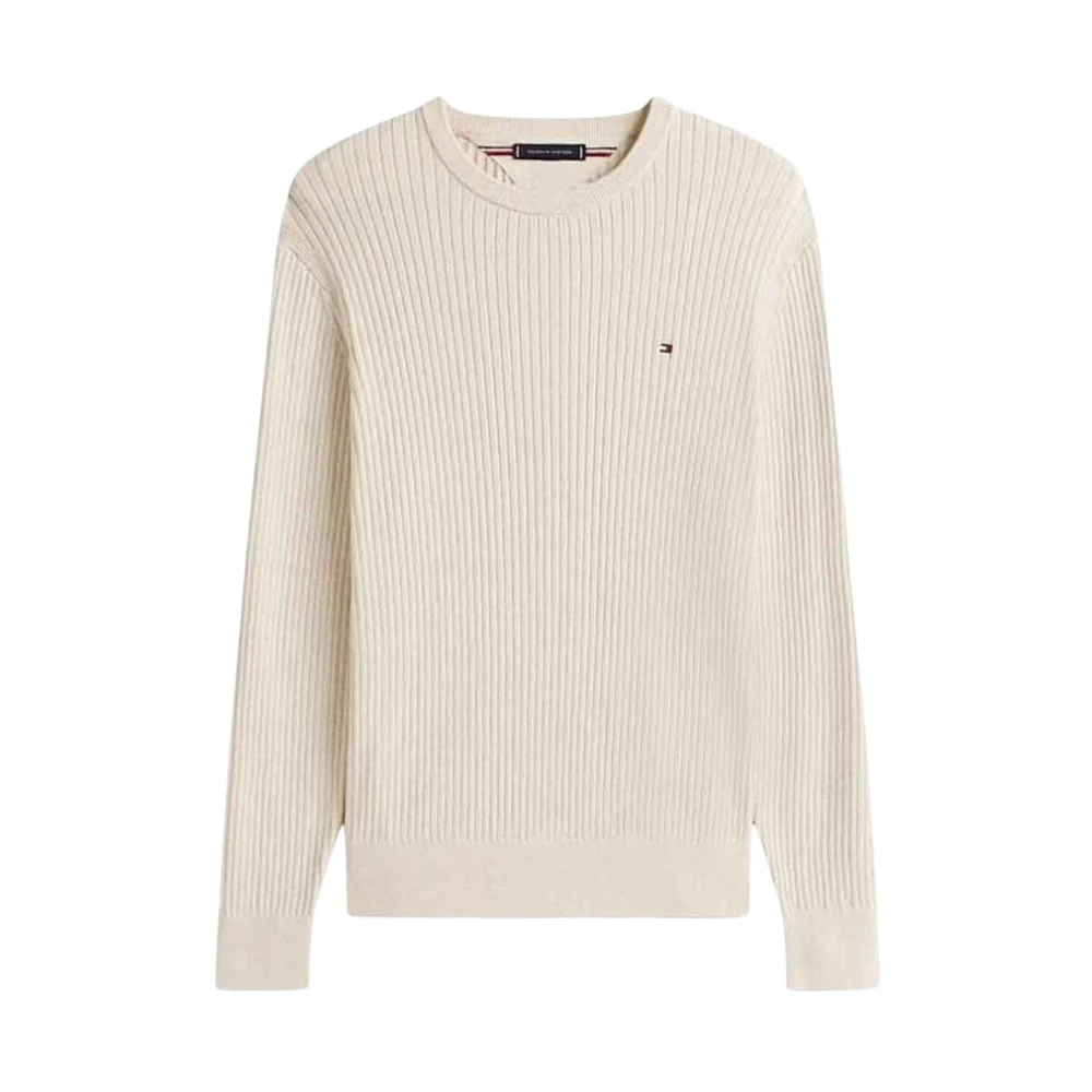 Tommy Hilfiger Men's Beige Round-Neck Knitwear, Xl, Round-Neck Knitwear