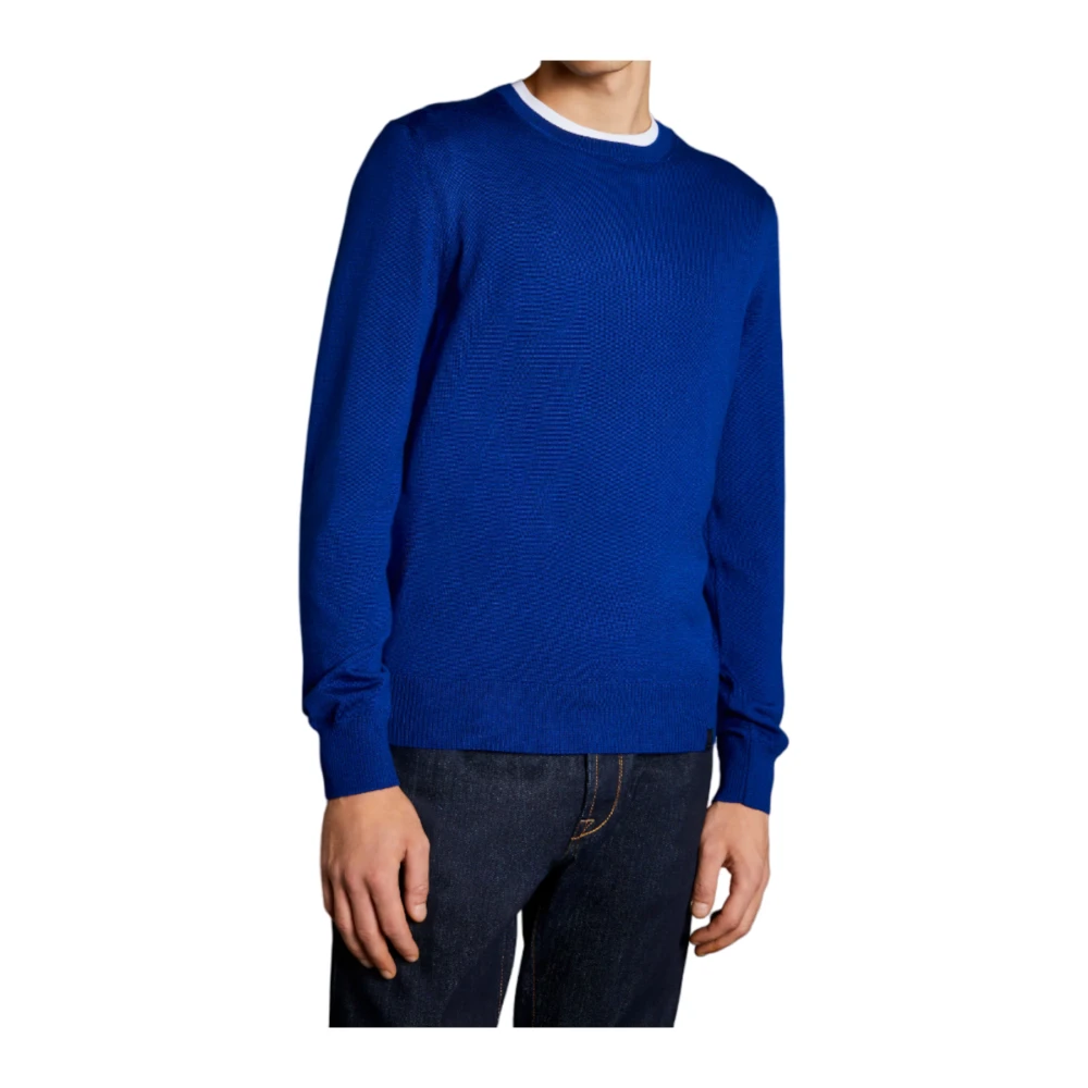 Fay Blauwe Fijne Wollen Trui Blue Heren
