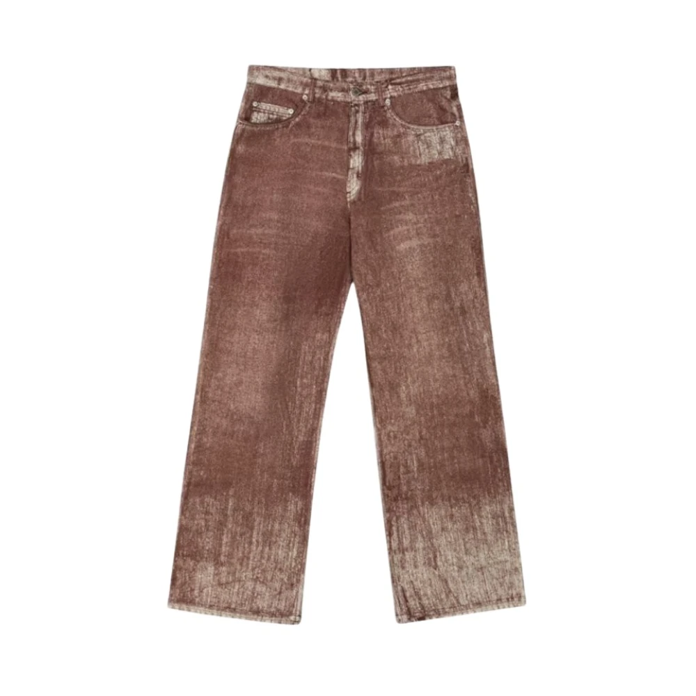 Camper Men's Brown Straight Fit Jeans, W32, Paint Denim Jeans