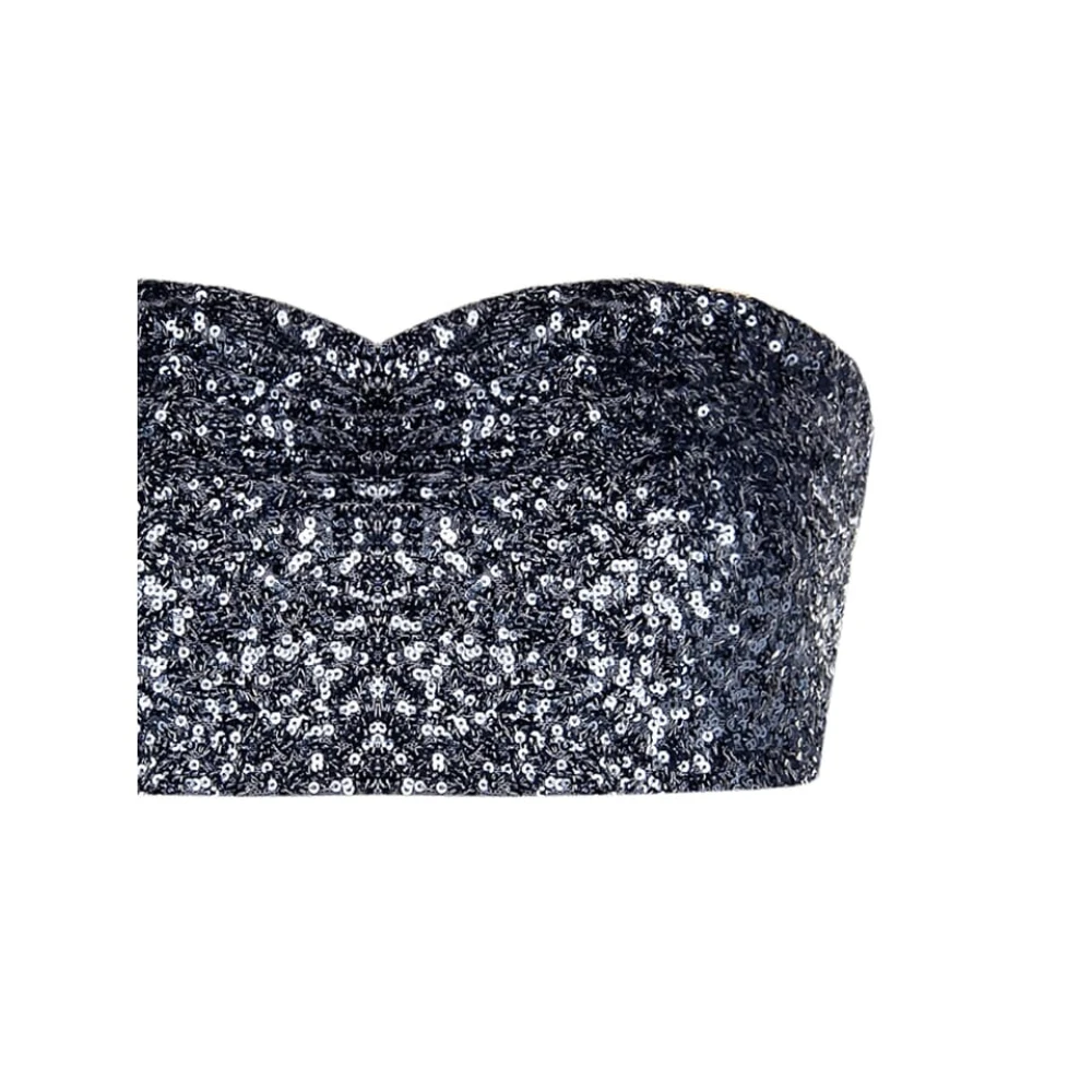RINASCIMENTO Paillet Bandeau Top met Jersey Achterkant Black Dames