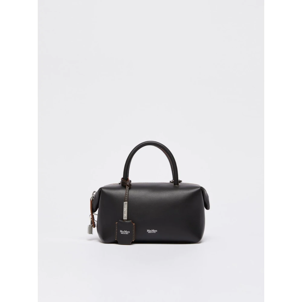 Max Mara Luxe Leren Holdall Tas Black Dames
