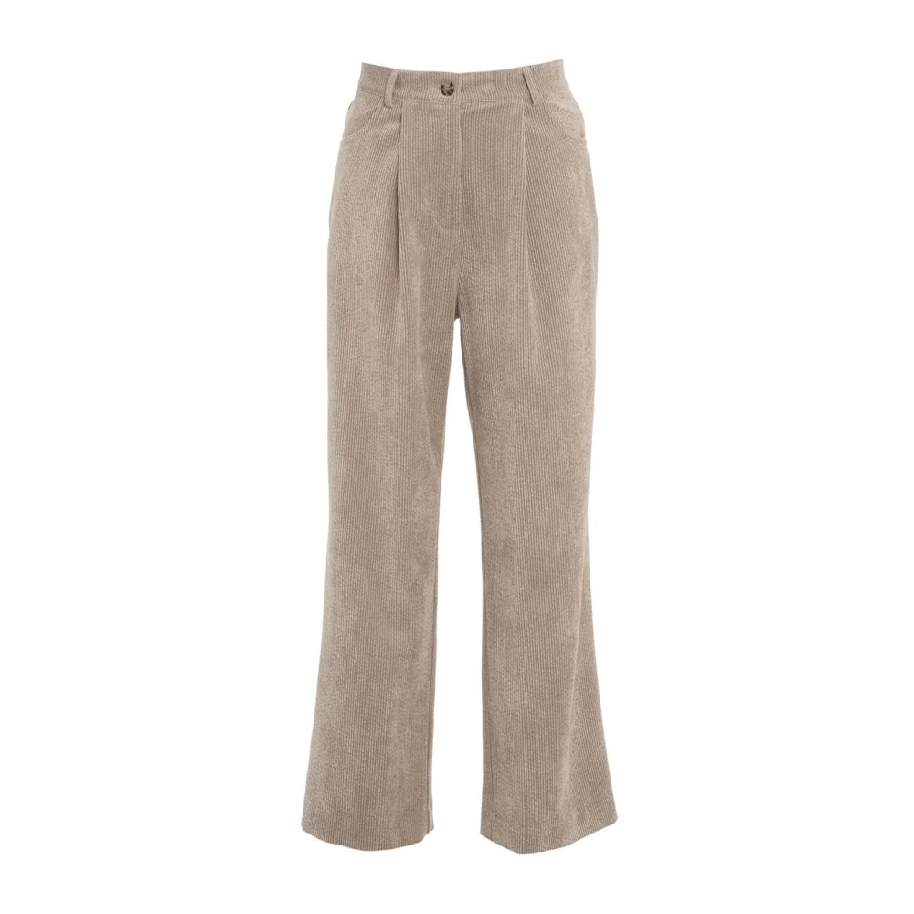 8pm Chique Beige Corduroy Broek Aw24 Beige Dames
