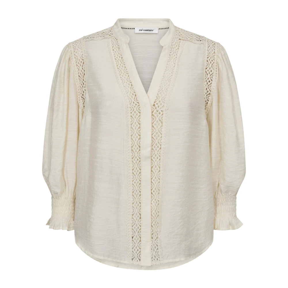 Co'Couture Elegante witte overhemdblouse met pofmouwen White Dames