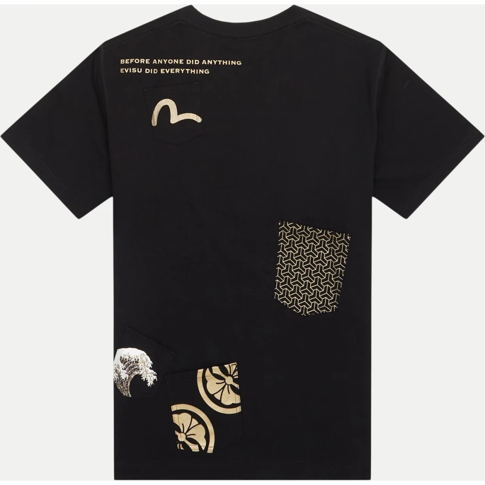 Evisu Zwart Katoen Regular Fit T-Shirt Black Heren
