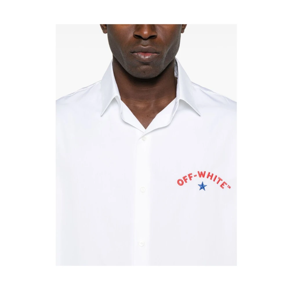 Off White Witte Shirt met Geborduurd Logo Korte Mouwen White Heren