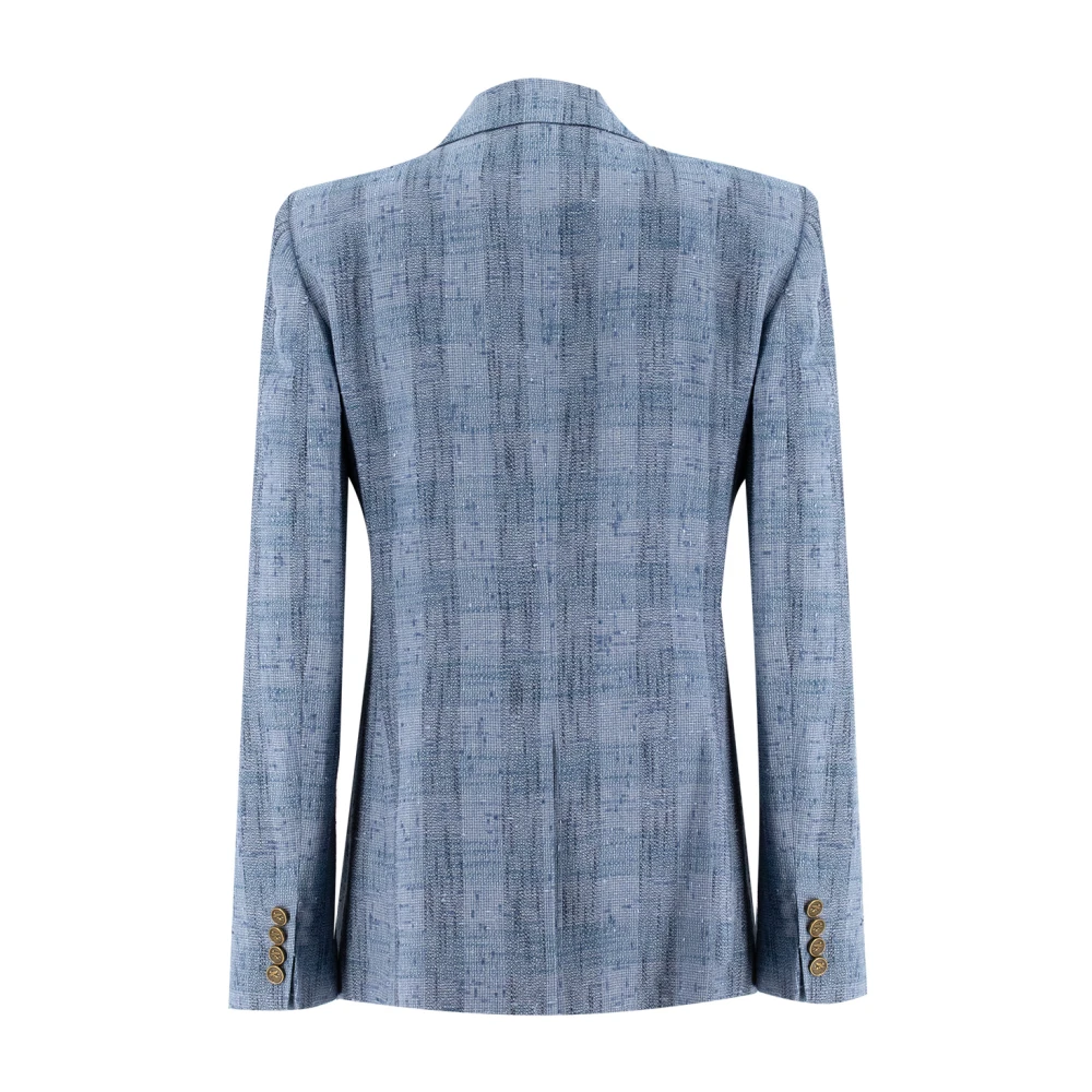ETRO Gevlamd stof dubbelrijige jas Blue Dames