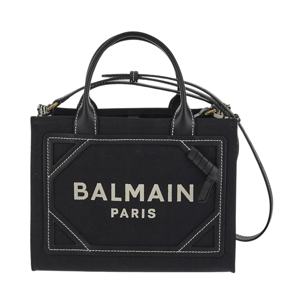 Balmain Zwarte katoenen tas met metalen details Black Dames