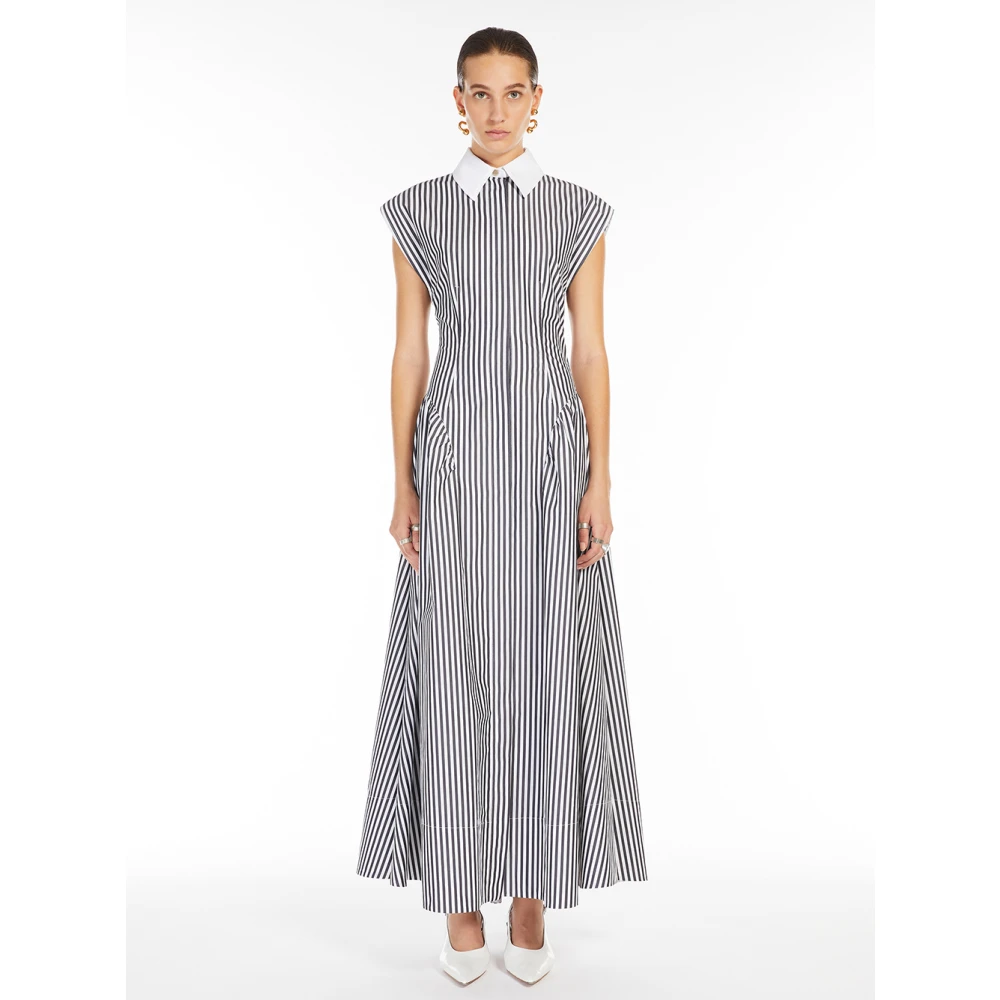 SPORTMAX Zwarte Katoenen Jurk met Uitsnijding Black Dames