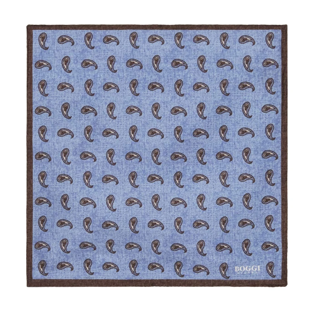 Boggi Milano Zijden zakdoek met micro patroon Blue Heren