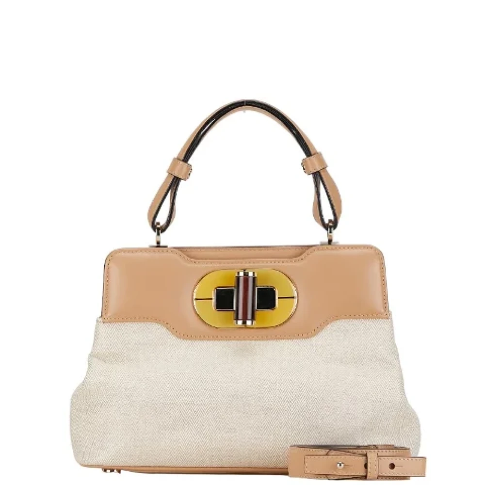 Bvlgari Vintage Pre-owned Canvas handbags Beige Dames