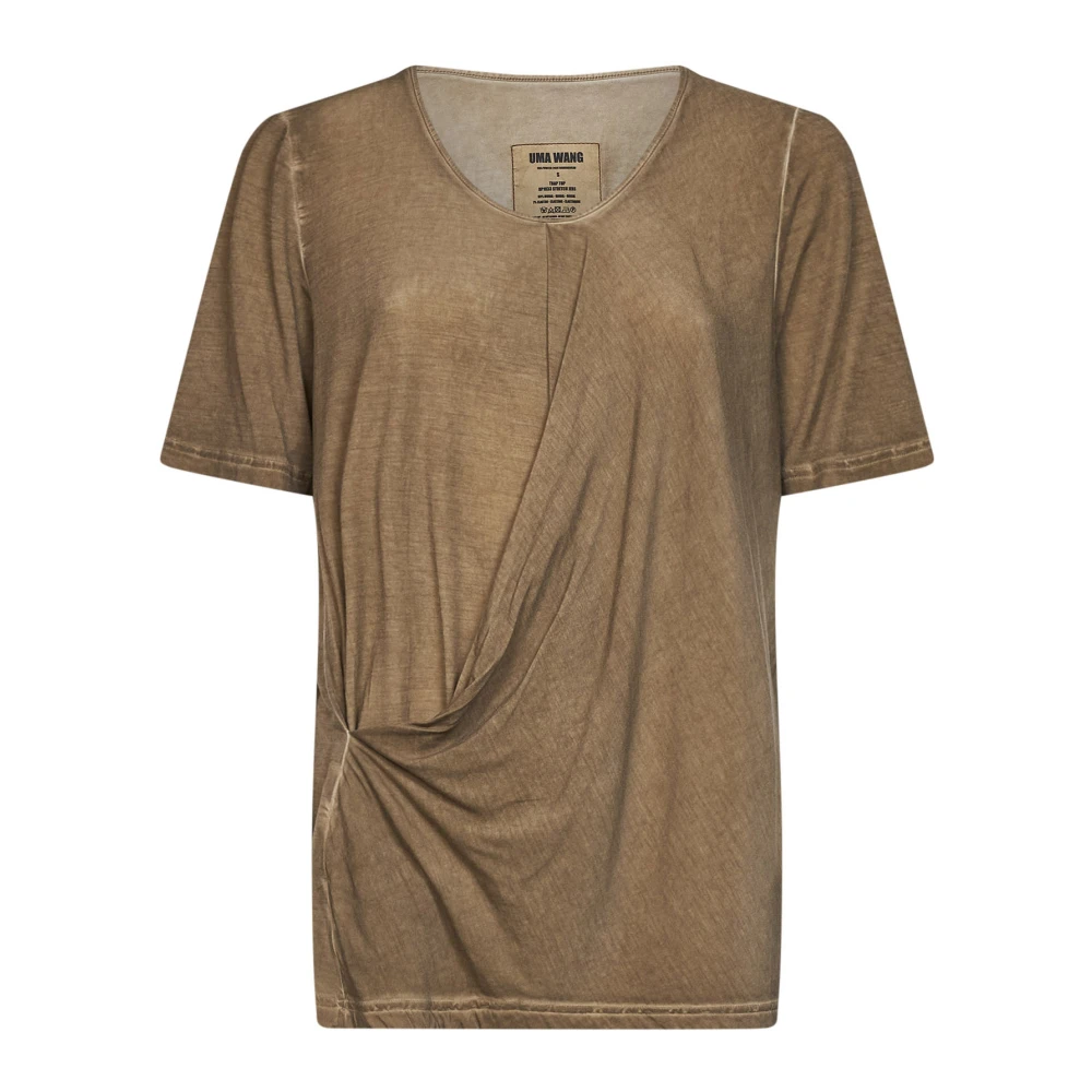 UMA WANG | Tan stretch jersey draped Trap top | Women | M - Image 3