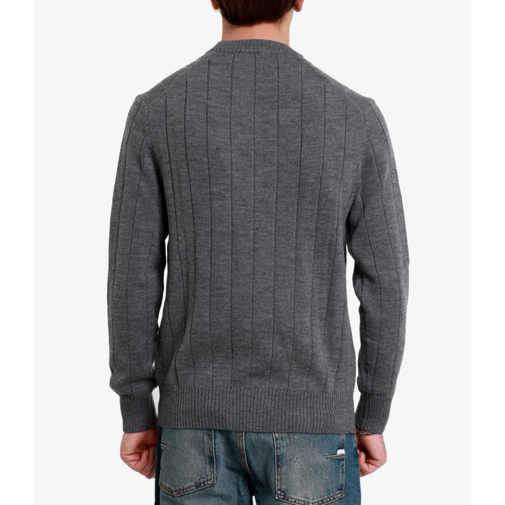 Paolo Pecora Merino wollen trui met geribbeld patroon Gray Heren