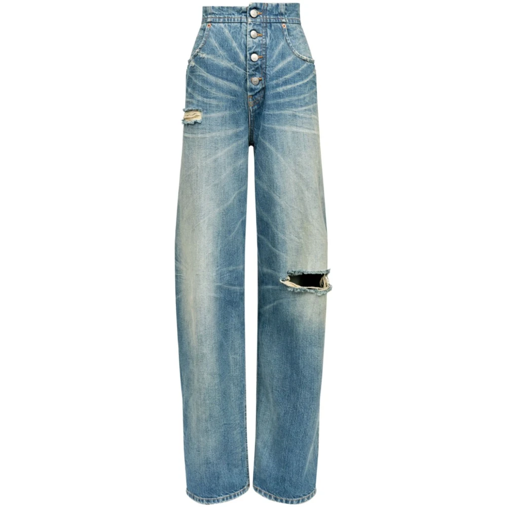 MM6 Maison Margiela Jeans met effect van gebruikssporen en cut-out details Blue Dames