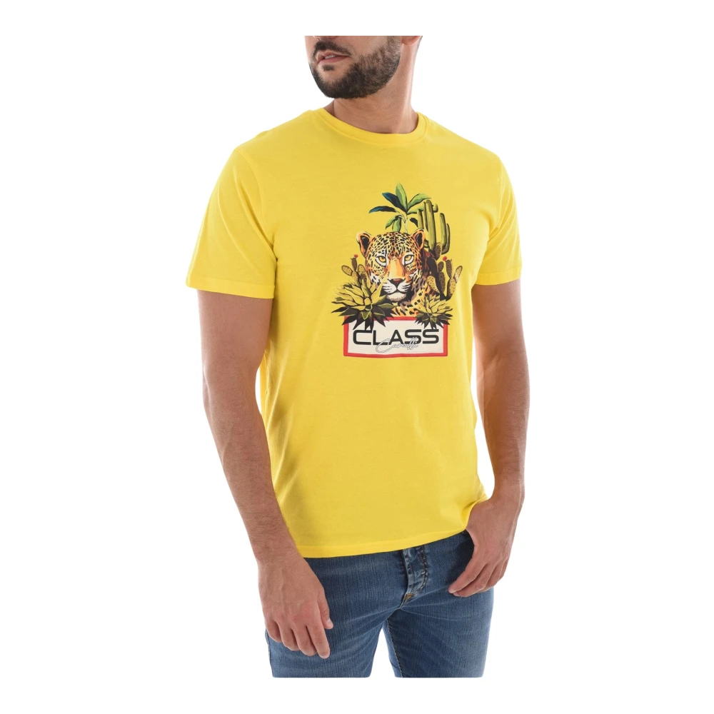 Cavalli Class Geel Logo Print T-Shirt Yellow Heren