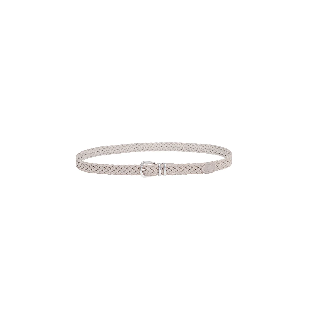 Eleventy Suède Leren Gevlochten Gesp Riem Beige Heren