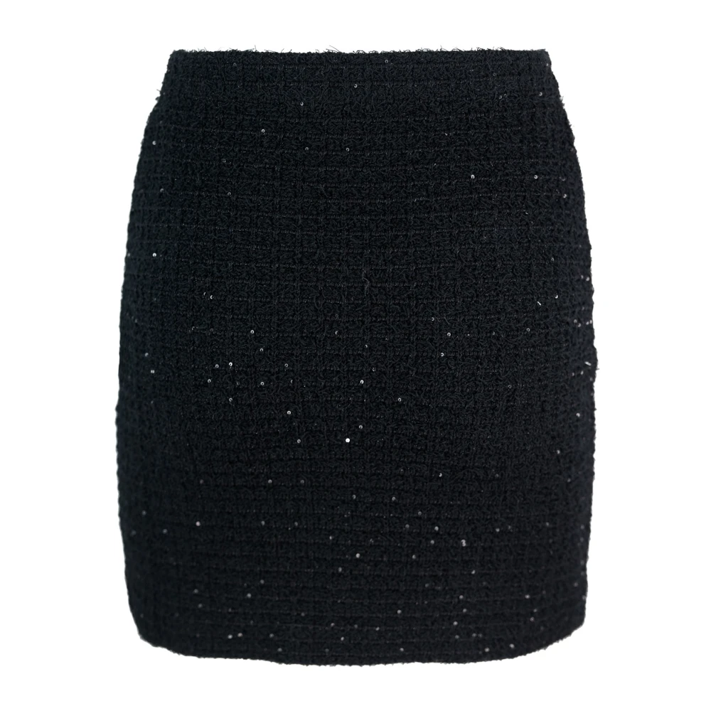 Self Portrait Zwarte gebreide rok met strass Black Dames