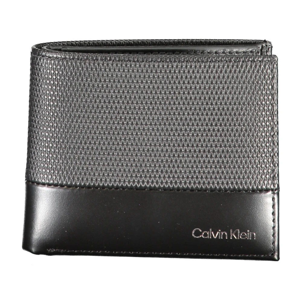 Calvin Klein Zwarte leren portemonnee met RFID-blokkering Black Heren