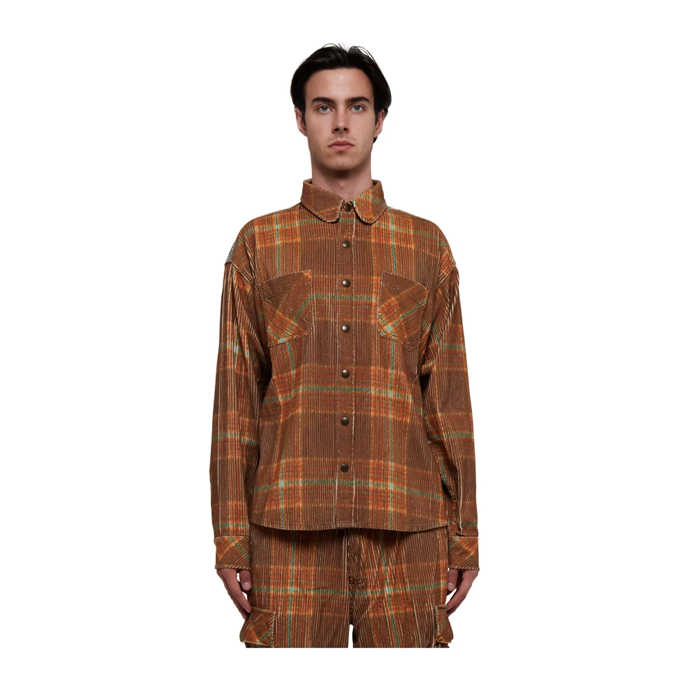 ERL Tartan Print Overhemd Brown Heren