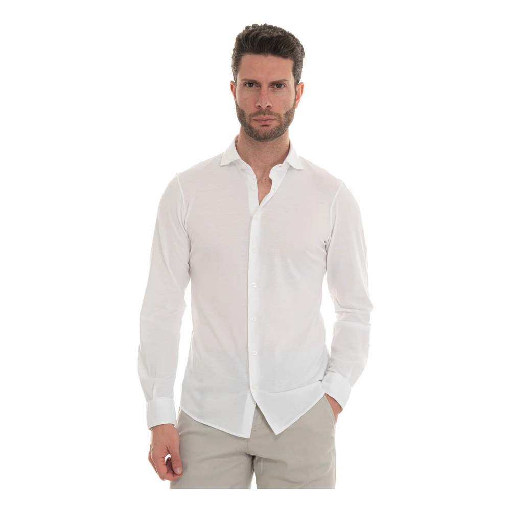 Gran Sasso Gestructureerd Polo Shirt met Franse Hals White Heren