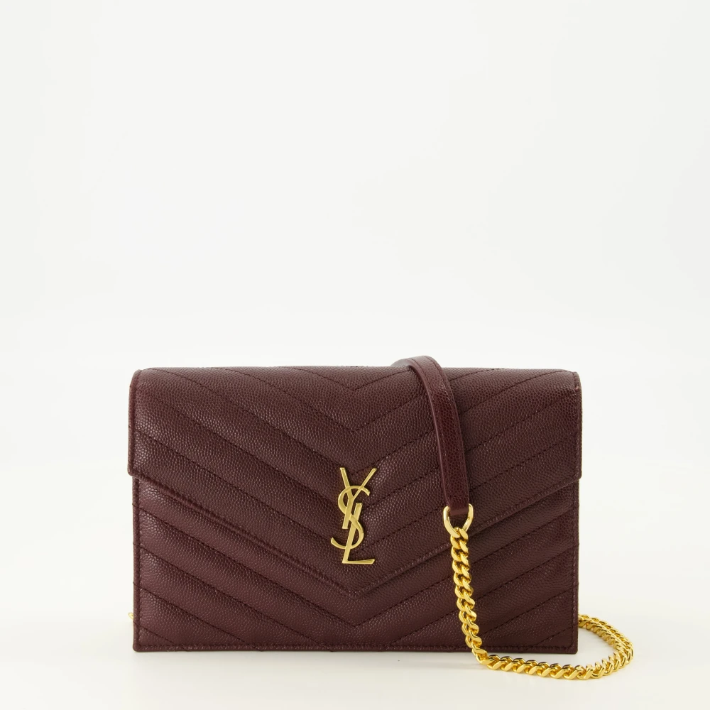 Saint Laurent Women's Red Cassandre Envelope Chain Wallet - Cross Body Bags - One Size - Bags