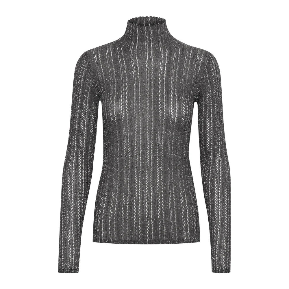 Soaked in Luxury Gestreepte Pullover Sweater Gun Metal Black Dames