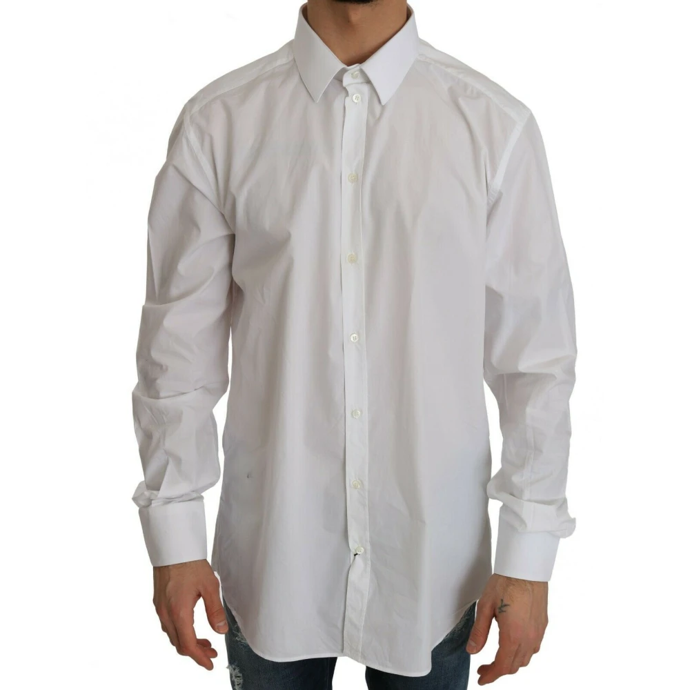 Dolce & Gabbana Men's White Slim Fit Formal Shirt Gold - Casual Shirts - Xs - Shirts