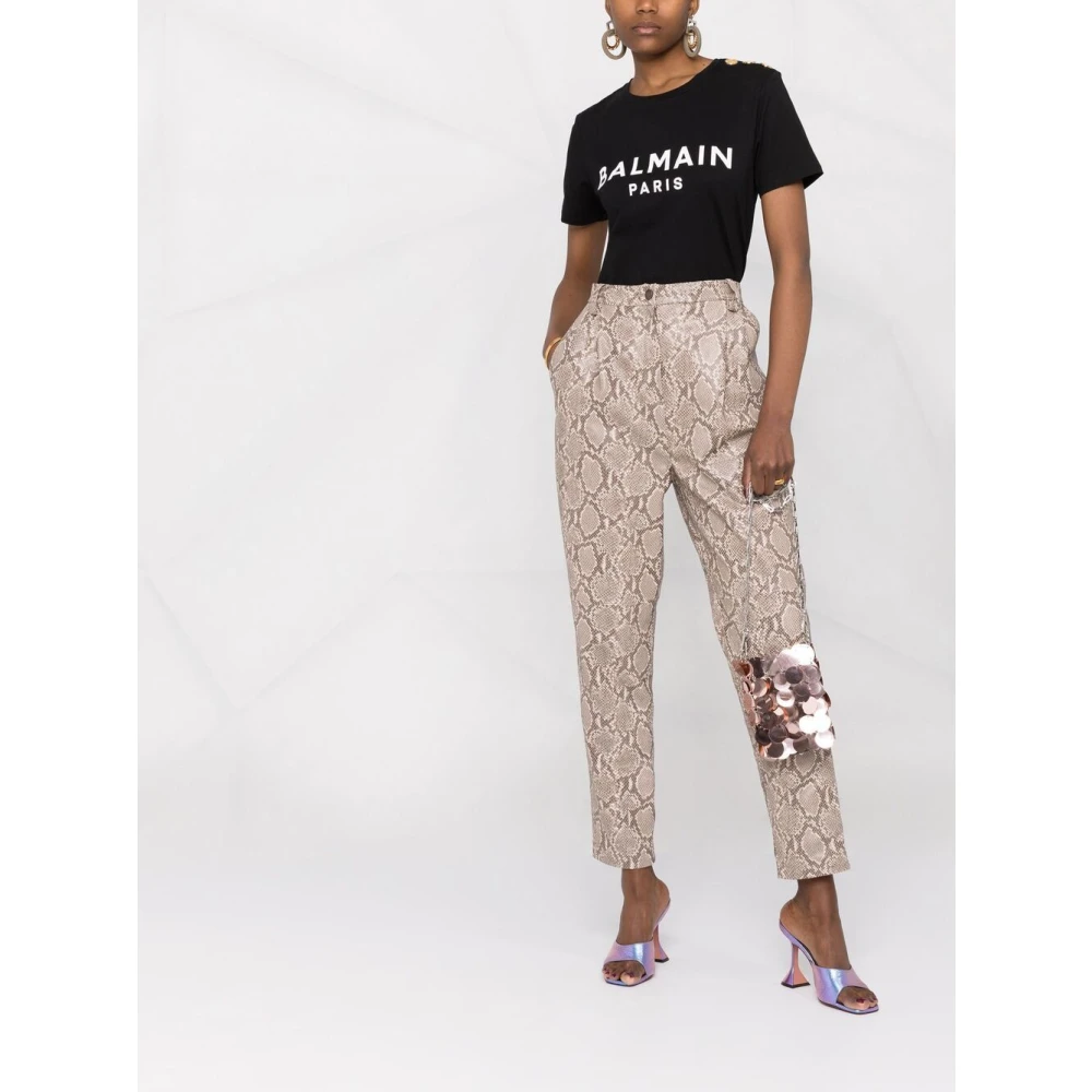 Balmain Zwart Logo Print T-Shirt Vrouwen Black Dames