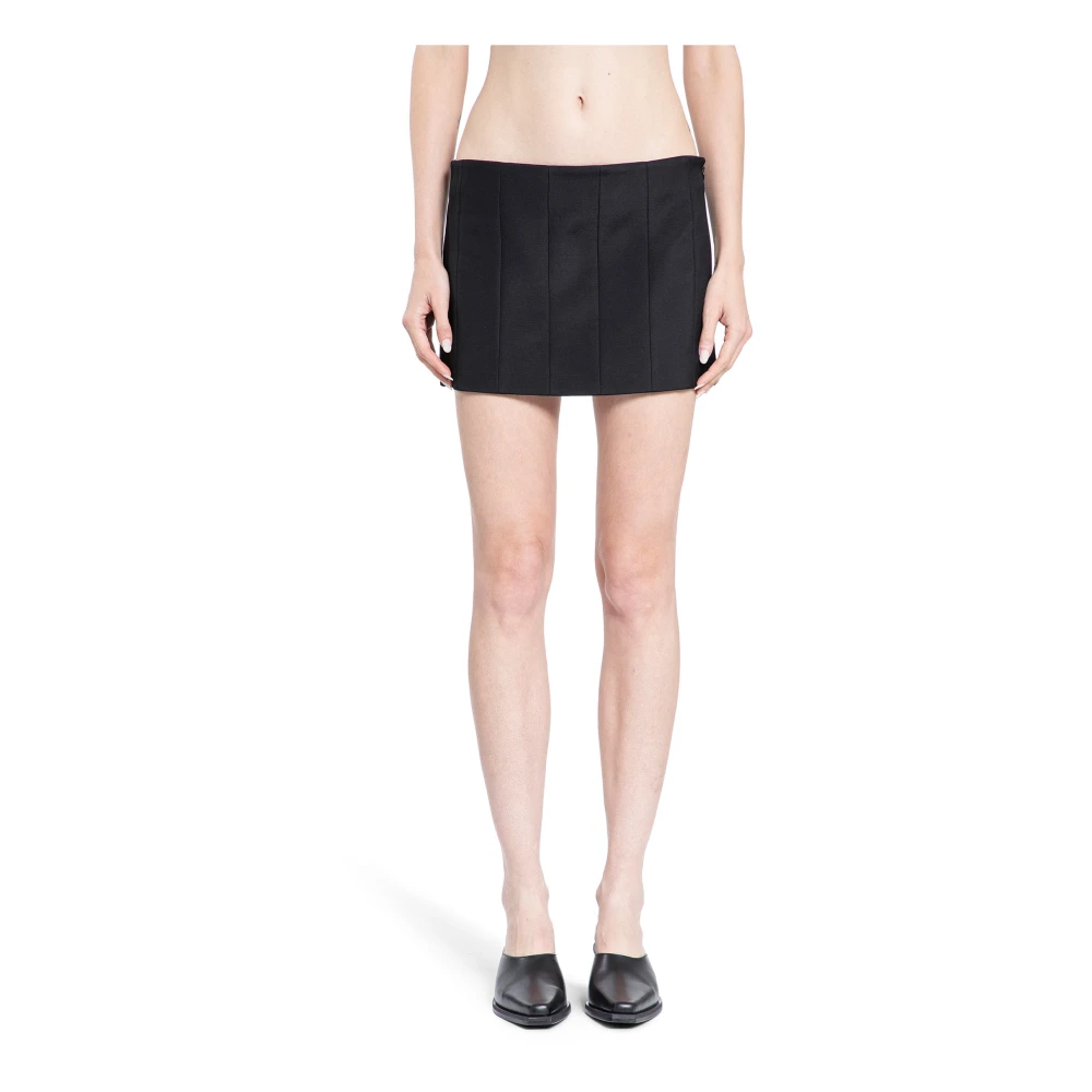 Khaite Zwarte Viscose Spliced Panel Rok Black Dames