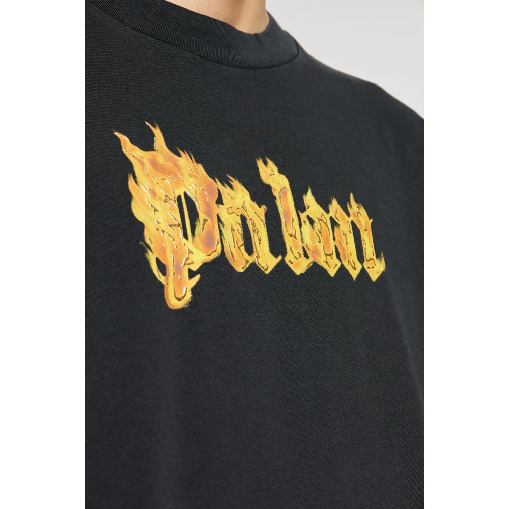 Palm Angels T-shirt met bedrukt logo Black Heren