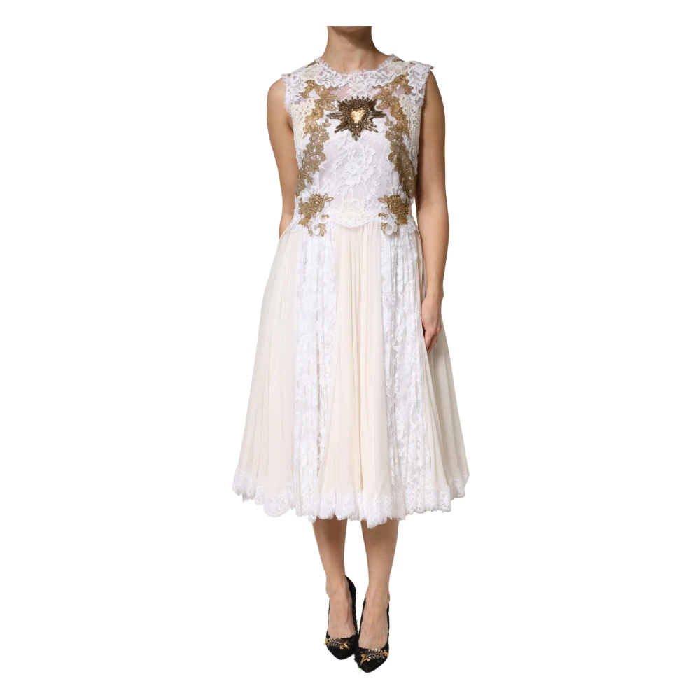 Dolce & Gabbana Women's Multicolor Lace Silk Embellished Sleeveless Midi Dress - Midi Dresses - Xl - Dresses
