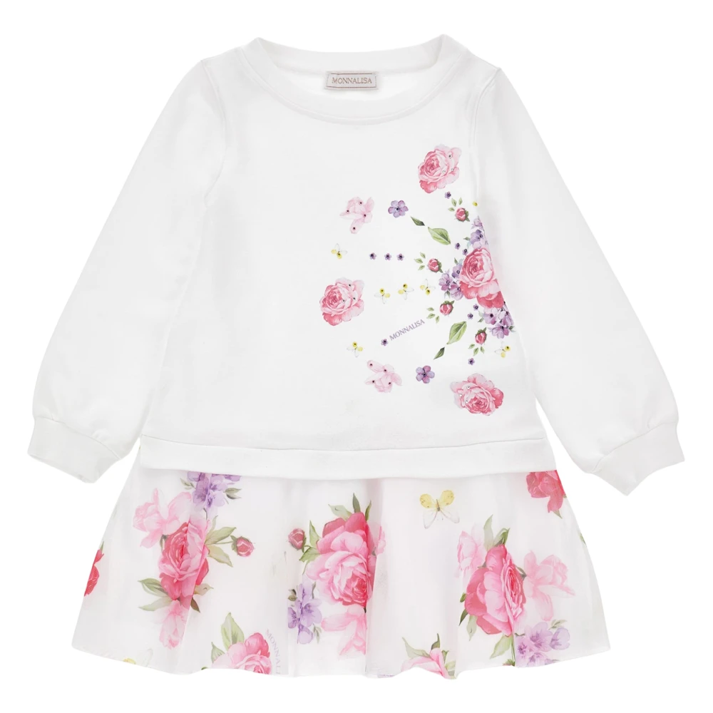 Monnalisa Girls Multicolor Dresses, 12 Y, Floral Jumper Dress