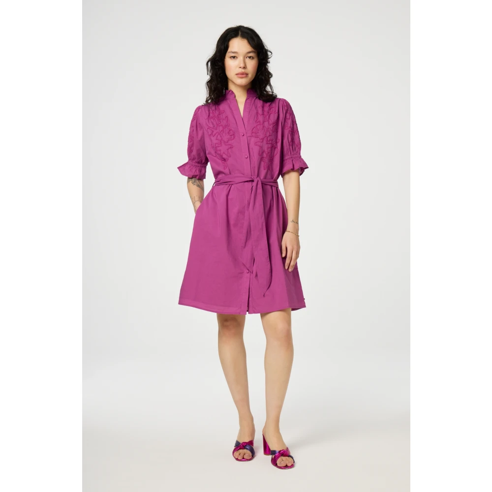 Fabienne Chapot Paarse Sterrenborduurjurk Pink Dames
